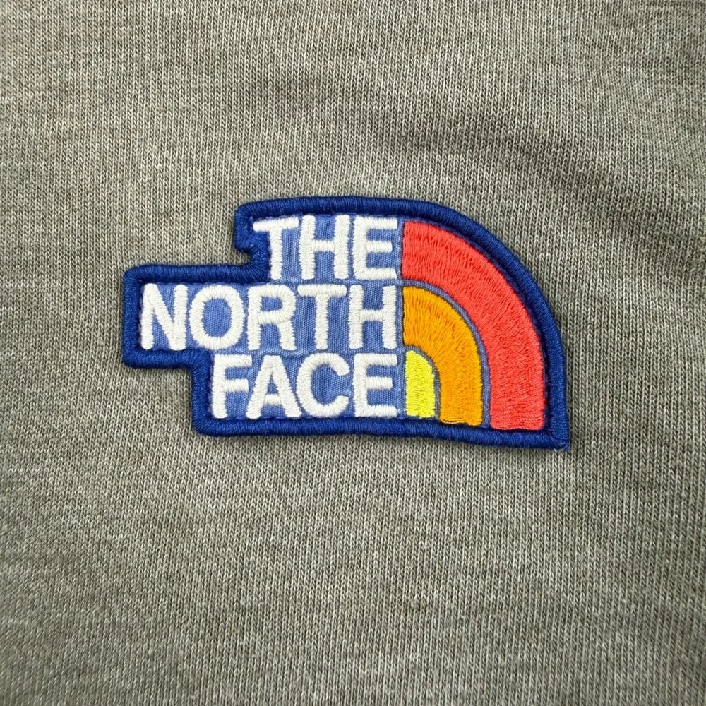 The North Face Novelty Patch Hoodie Small Gray Multi Patch Graphic Pullover Mens